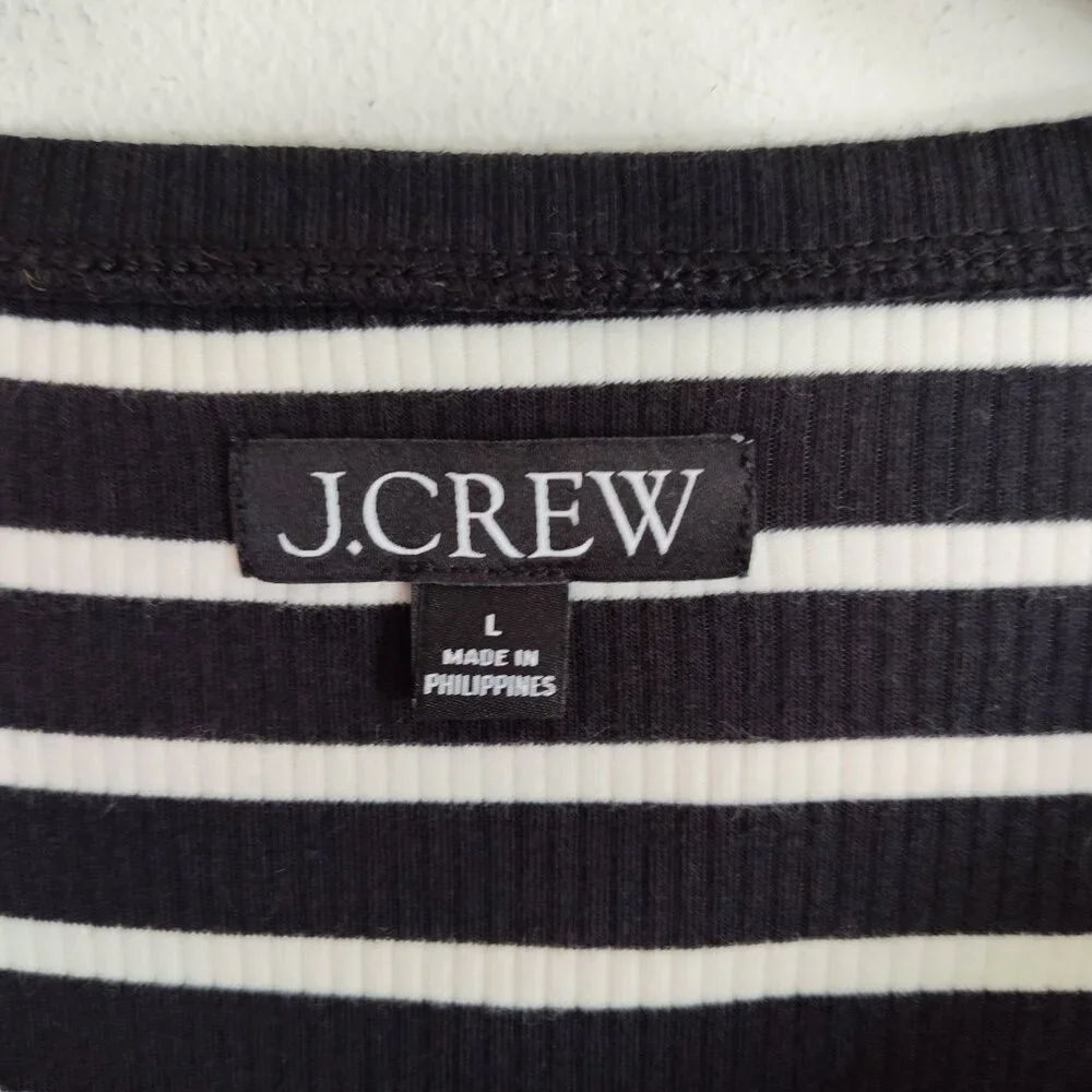 Ladies SZ L J Crew Black Striped T-Shirt - Picture 3 of 3
